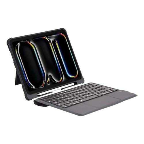 Para iPad Air 11 2024, separación magnética del maravilloso teclado de control en las cuatro esquinas de la funda protectora de PU a prueba de caídas.