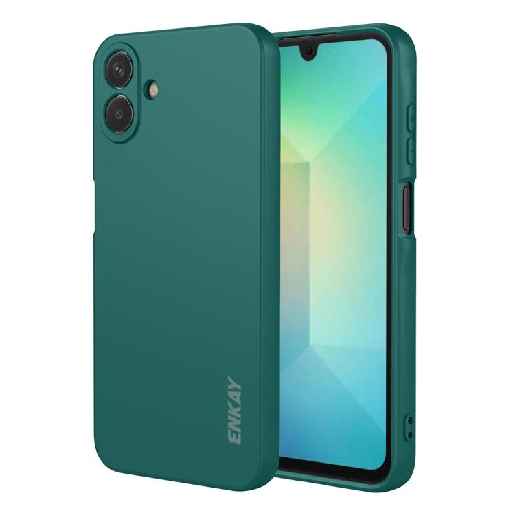 ENKAY - Funda de silicona líquida suave y a prueba de golpes para Samsung Galaxy A07 (verde oscuro)