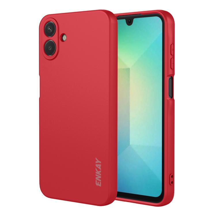ENKAY - Funda de silicona líquida suave y resistente a los golpes para Samsung Galaxy A07 (roja)