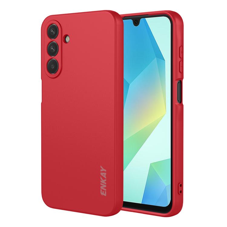 ENKAY - Funda de silicona líquida suave y resistente a los golpes para Samsung Galaxy A17 (roja)