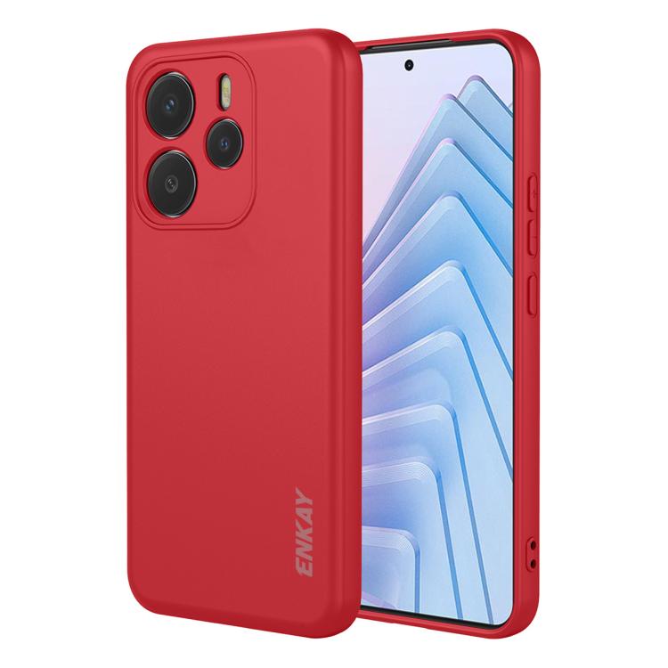 Funda ENKAY de silicona líquida suave y a prueba de golpes para Redmi Note 14 4G (164 mm) (rojo)
