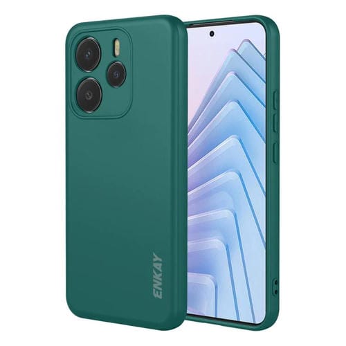 Funda ENKAY de silicona líquida suave y a prueba de golpes para Redmi Note 14 5G (India/Global) (Verde claro)