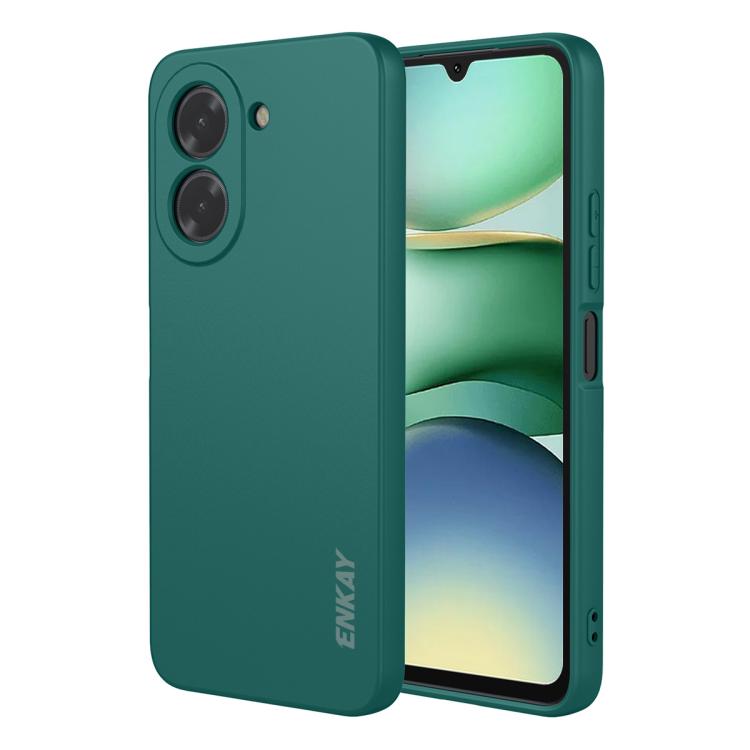 Funda ENKAY de silicona líquida suave y antigolpes para Redmi A5 4G (171 mm) (verde oscuro)
