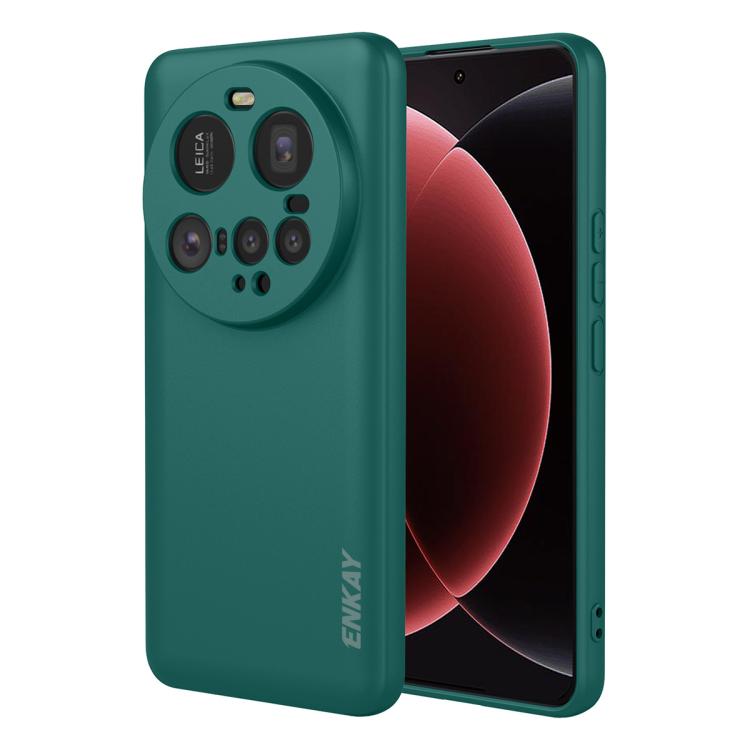 ENKAY - Funda de silicona líquida suave y a prueba de golpes para Xiaomi 15 Ultra (verde oscuro)