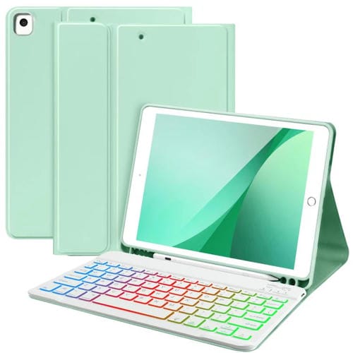 Funda magnética con teclado Bluetooth para iPad Air 2022/2020 de 10,9 pulgadas (verde suave)