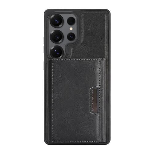 Funda de cuero con tres pliegues y adhesivo lateral para Samsung Galaxy S25 Ultra 5G (negro)