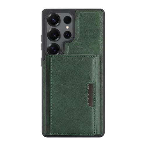 Funda de cuero con tres pliegues y adhesivo lateral para Samsung Galaxy S25 Ultra 5G (verde)