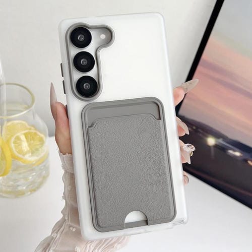 Funda de cuero con textura para Samsung Galaxy S23+ 5G, a prueba de golpes (gris)