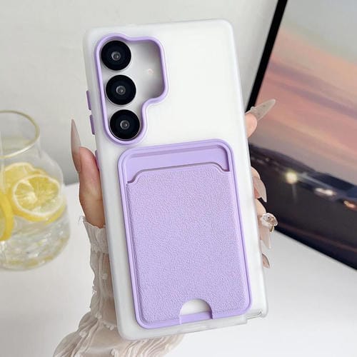 Funda de cuero con textura para Samsung Galaxy S24 FE 5G, a prueba de golpes (morado)