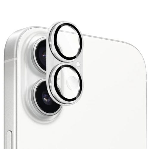 ENKAY - Lente de cámara antirreflejos de aleación de aluminio cepillado con película de vidrio templado para iPhone 17 (plateada)