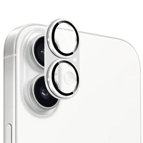 ENKAY - Lente de cámara antirreflejos con armadura esmerilada y película de vidrio templado de aleación de aluminio (plateada) para iPhone 17