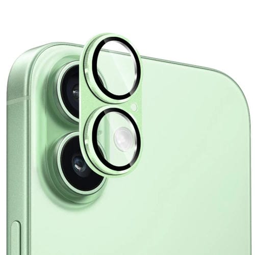 ENKAY - Lente de cámara antirreflejos con armadura esmerilada y película de vidrio templado de aleación de aluminio para iPhone 17 (verde claro)
