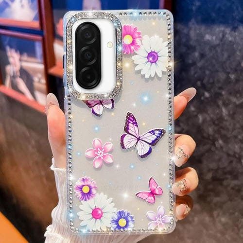 Funda a prueba de golpes con diseño de mariposa y brillo de diamante para Samsung Galaxy A26 5G (Mariposa, amor, flor, B5)