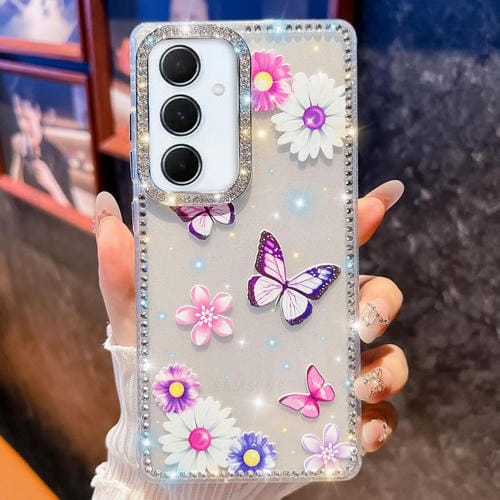 Funda a prueba de golpes con diseño de mariposa y brillo de diamante para Samsung Galaxy A56 5G (Mariposa, amor, flor, B5)