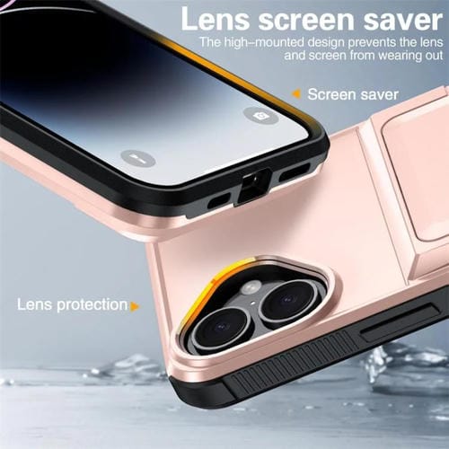 Funda abatible para iPhone 16 con tarjetero, a prueba de golpes, color rojo