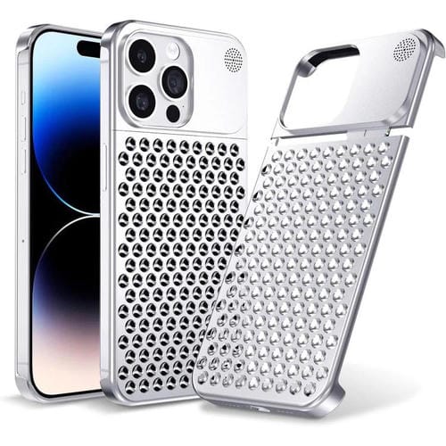 Funda Kalebol de aleación de aluminio con aromaterapia y refrigeración para iPhone 16 Pro (plateada)