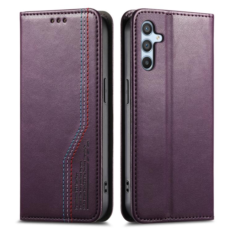 Funda de cuero con correa elástica y ventosa magnética para Samsung Galaxy A54 5G (morado)