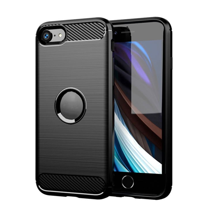 Funda para iPhone SE 2022 y SE 2020 Textura Cepillada Fibra de Carbono TPU (Negro)