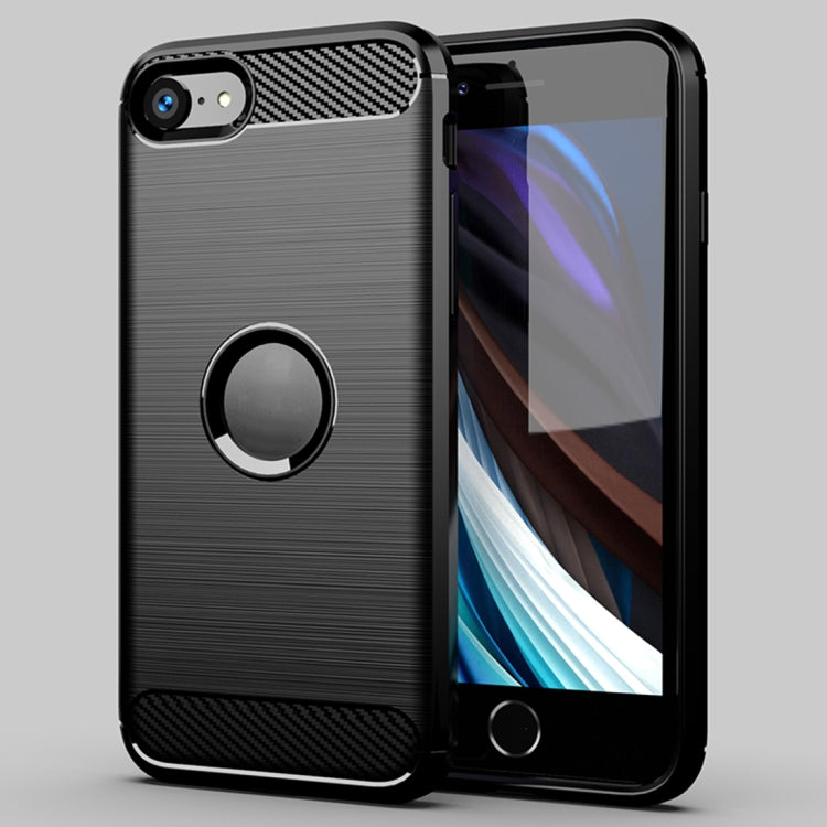 Funda para iPhone SE 2022 y SE 2020 Textura Cepillada Fibra de Carbono TPU (Negro)