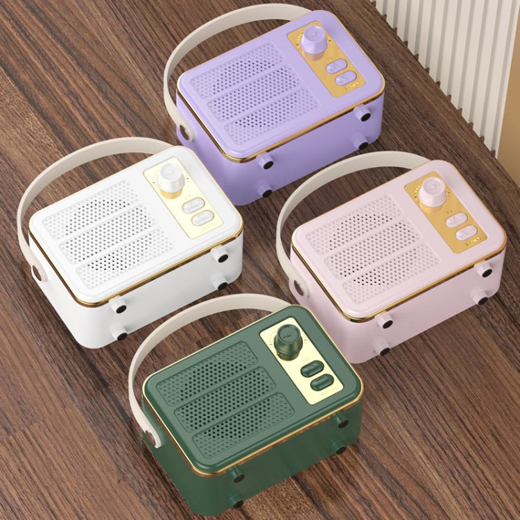 Mini Altavoz Bluetooth Portátil de Mano Sonido Estéreo Nivel Hifi Retro (Blanco)