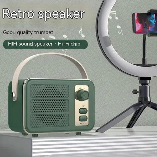 Mini Altavoz Bluetooth Portátil de Mano Sonido Estéreo Nivel Hifi Retro (Blanco)