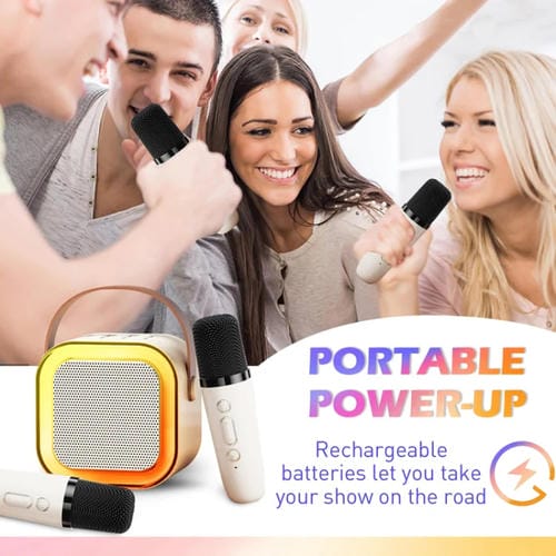 Altavoz Inteligente con Micrófono Dual Bluetooth Portátil Karaoke para Teléfono Móvil (Azul)