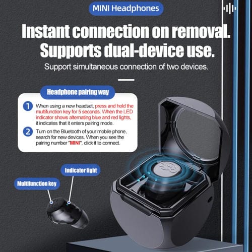 Auricular Estéreo Inalámbrico Q1 Mini Bluetooth Con Compartimento De Carga (Blanco)