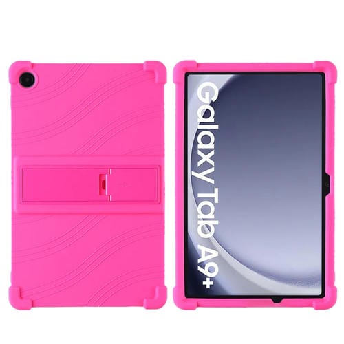 Funda Protectora Silicona Samsung Galaxy Tab A9+ con Soporte (Rosa Roja)