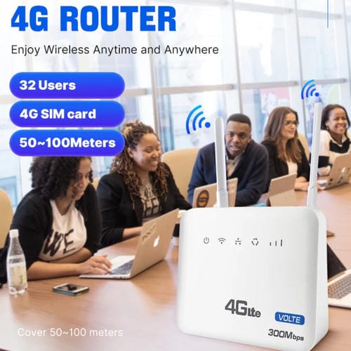 Enrutador de Tarjeta SIM Inalámbrico 4G WIFI6 Volte CPE Versión Europea con RJ45 y RJ11 (Enchufe UE)