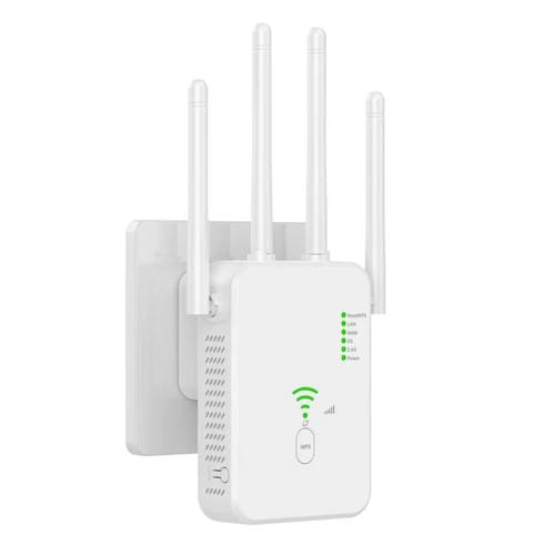 Repetidor Inalåmbrico Urant U10 300 Mbps 2,4 GHz Amplificador Señal WIFI 4 Antenas Enchufe Estadounidense (Blanco)