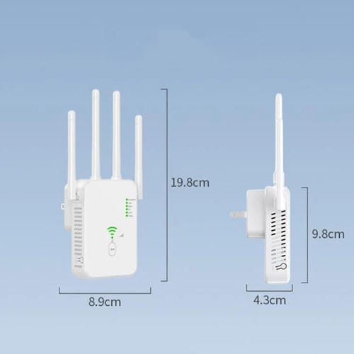 Repetidor Inalámbrico Urant U10 300 Mbps 2,4 GHz Amplificador de Señal WIFI 4 Antenas Enchufe Británico (Negro)