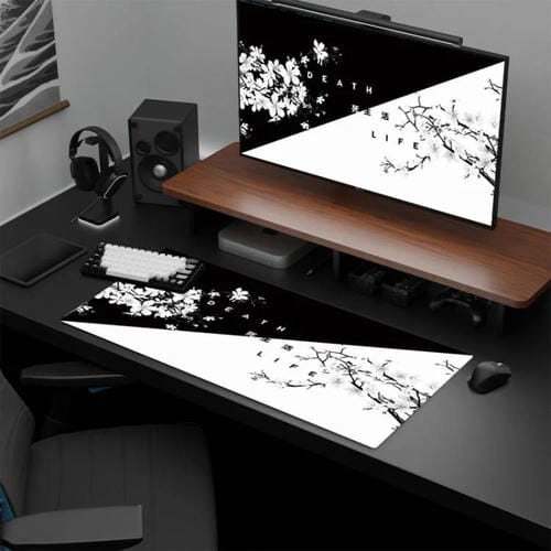 Alfombrilla de Ratón Antideslizante de Goma con Diseño de Flor de Cerezo y Pintura en Tinta 300x600x2 mm (Patrón 3)
