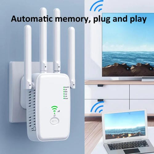 Repetidor Inalámbrico Urant U11 300 Mbps 2,4 GHz Amplificador Señal WIFI Compatible WPS Enchufe Británico (Blanco)