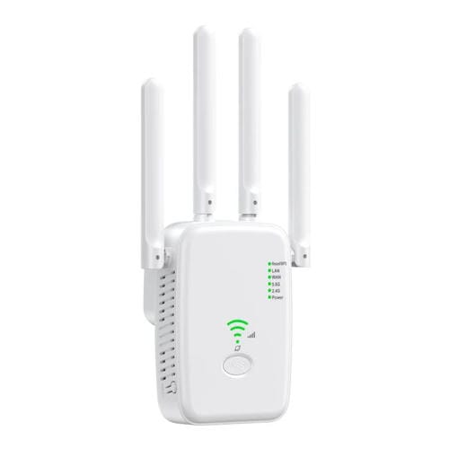 Repetidor Inalåmbrico Urant U11 1200 Mbps Amplificador Señal WIFI 2,4G 5,8G WPS Enchufe Britånico (Blanco)