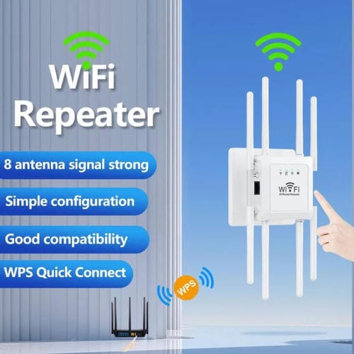 Repetidor Inalåmbrico U18 300 Mbps 2,4 G Amplificador de Señal WIFI 8 Antenas Enchufe Estadounidense (Blanco)
