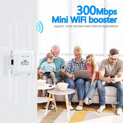 Repetidor Inalámbrico U18 300 Mbps 2,4 G Amplificador de Señal WIFI 8 Antenas Enchufe Estadounidense (Blanco)