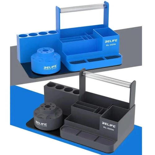 Organizzatore Girevole Relife RL-001H Riparazione di Telefoni Cellulari con Scaffale degli Strumenti e Cacciavite (Blu)