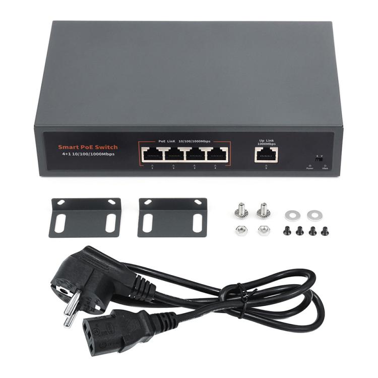 Conmutador Poe Ethernet Gigabit Industrial 4 Puertos 120 W Waveshare (Enchufe de la UE)