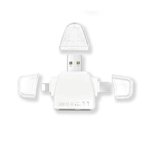 Lector de Tarjetas Universal 7 en 1 Aj-701 USB-A a USB-C Tipo-C y Micro USB (Blanco)