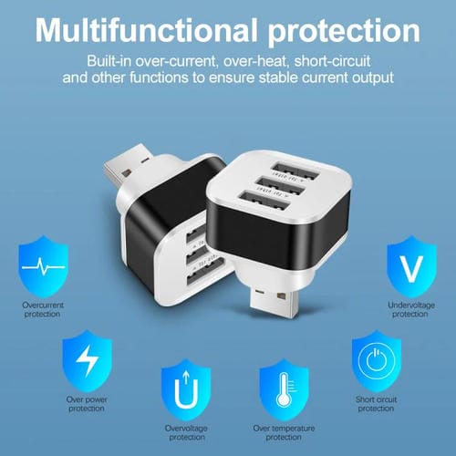 Expansor de 3 Puertos USB 2.0 Hub (Negro)