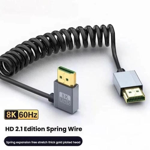 Cable HDMI 2.1 8K 60 Hz Micro HDMI con Resorte y Curvatura Izquierda 0,5 m