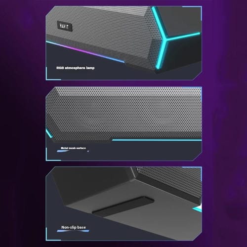 Altavoz con Cable para Computadora de Escritorio Havit M19 RGB con Efecto de Iluminación y Bluetooth (Negro)