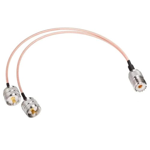Cable Adaptador 20 cm UHF Hembra a 2 UHF Macho 1 en 2 SO239 a PL259Y