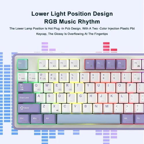 Teclado Mecánico Inalámbrico Bluetooth Ajazz AK870 para Juegos RGB Personalizado DIY con Interruptor en Caliente (Flying Fish Axis Gray Degradado)