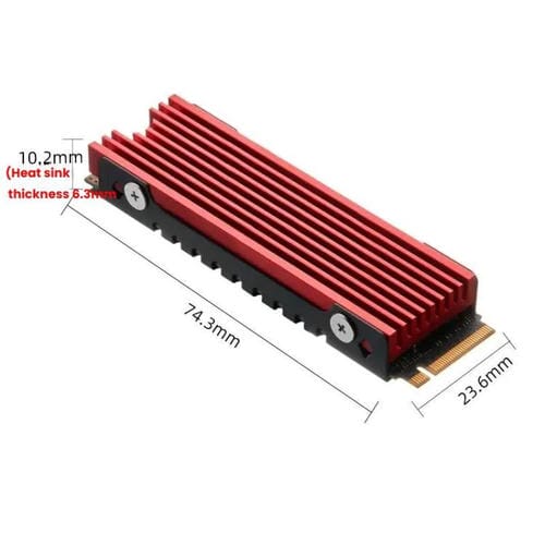 Disipador de Calor de Aluminio Finalcool para SSD Nvme M.2 2280 para PC de Escritorio PS5 (Rojo)
