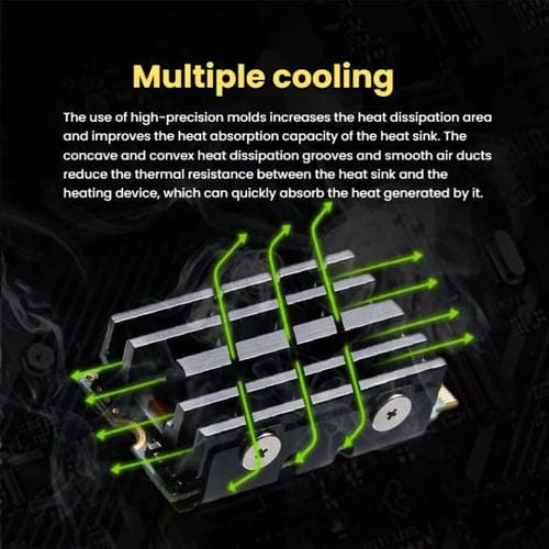 Disipador de Calor de Aluminio Finalcool para Unidad de Estado Sólido SSD M.2 2242 (Negro)