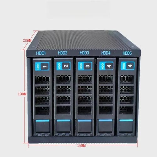 Jaula para Disco Duro de 5 Bahías Intercambiable en Caliente Compatible con HDD/SSD de 3,5" y 2,5" y 3 Unidades Ópticas de 5,25"