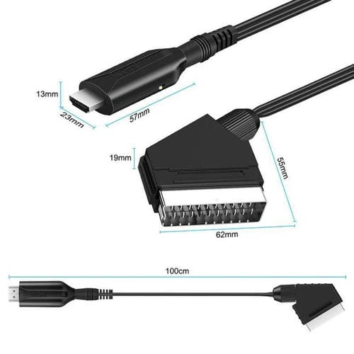 Convertidor Scart a HDMI para Decodificadores, Consolas de Juegos, Audio y Vídeo (Negro)