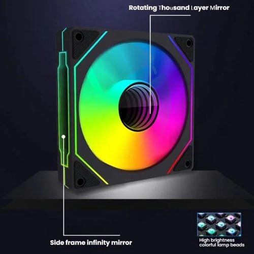 Ventilador Prism 4Rro para Caja de Ordenador 12 cm ARGB Sincronización PWM Silencioso (Marco Negro Frontal)