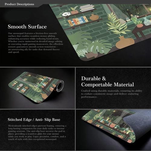 Alfombrilla de ratón con diseño de rana base goma antideslizante 300x800x3 mm (Verde)